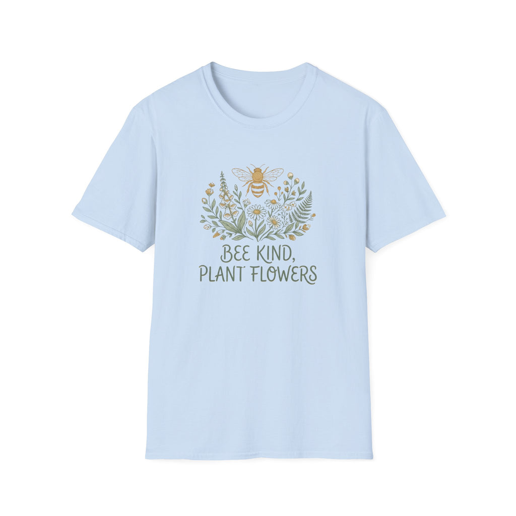 'Bee Kind, Plant Flowers' Floral Bee T-Shirt