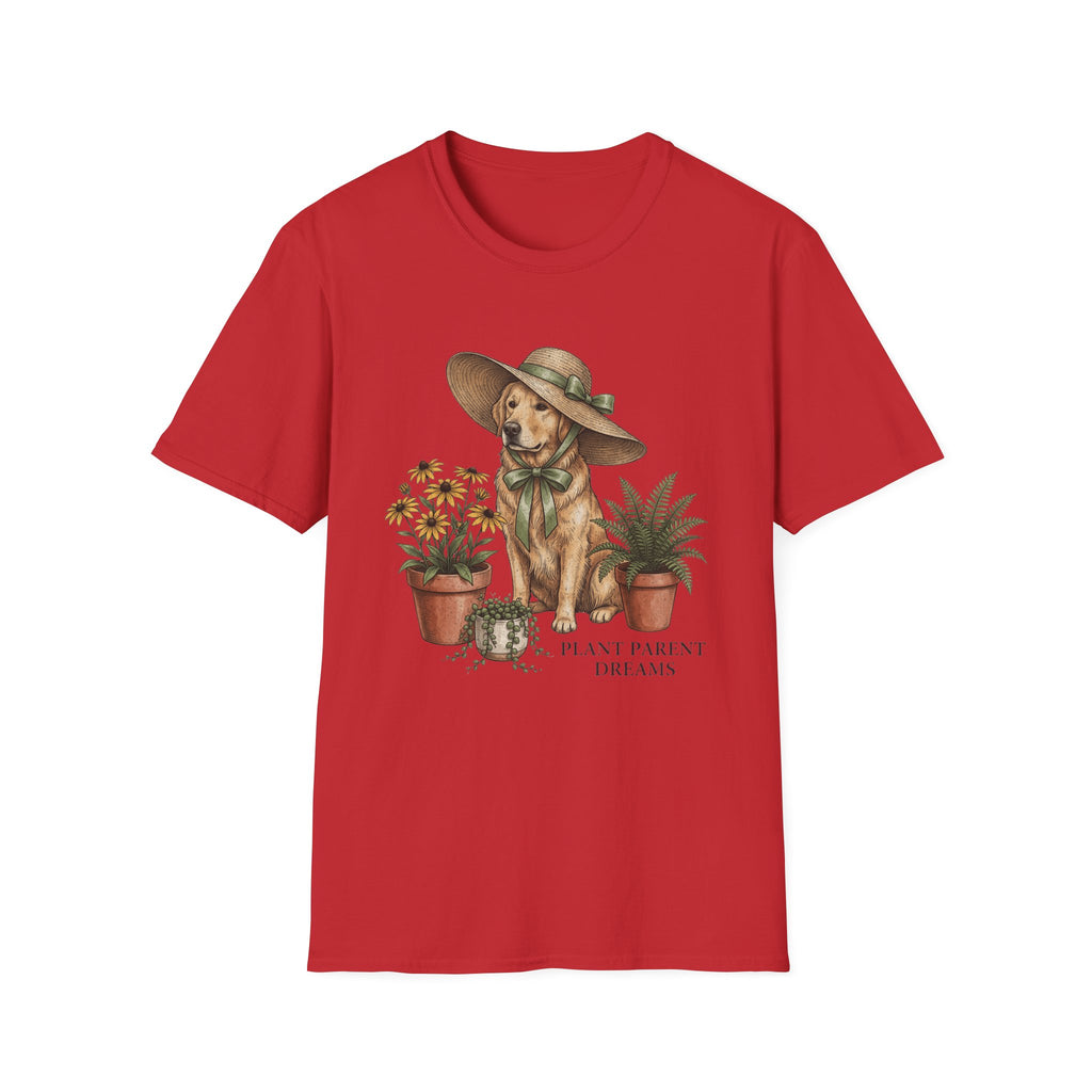 Golden Retriever with Plants Garden T-Shirt