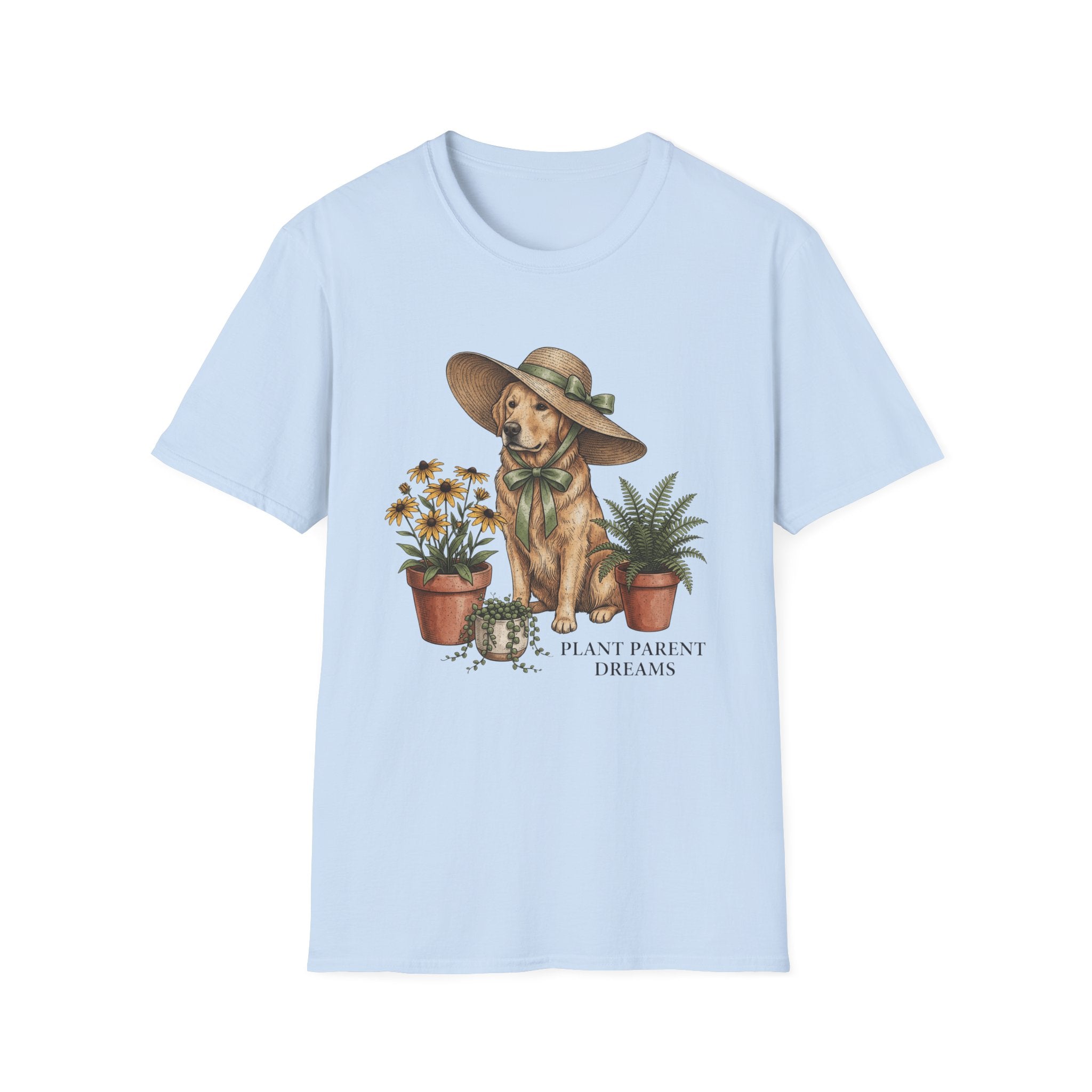 Golden Retriever with Plants Garden T-Shirt