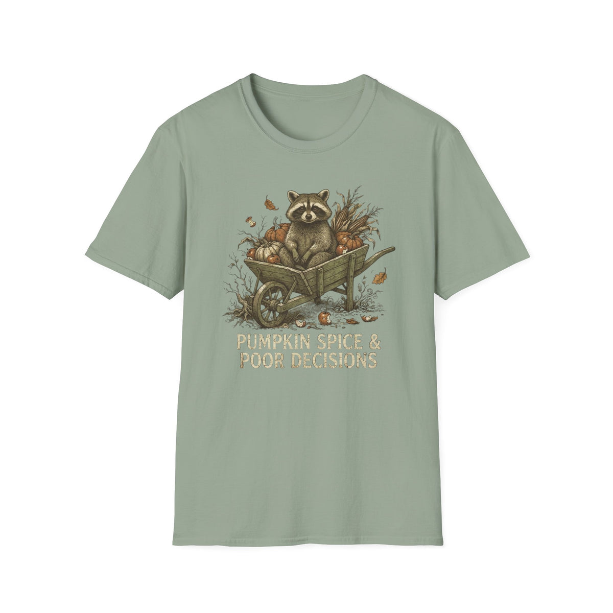 Raccoon Wheelbarrow Pumpkin T-Shirt