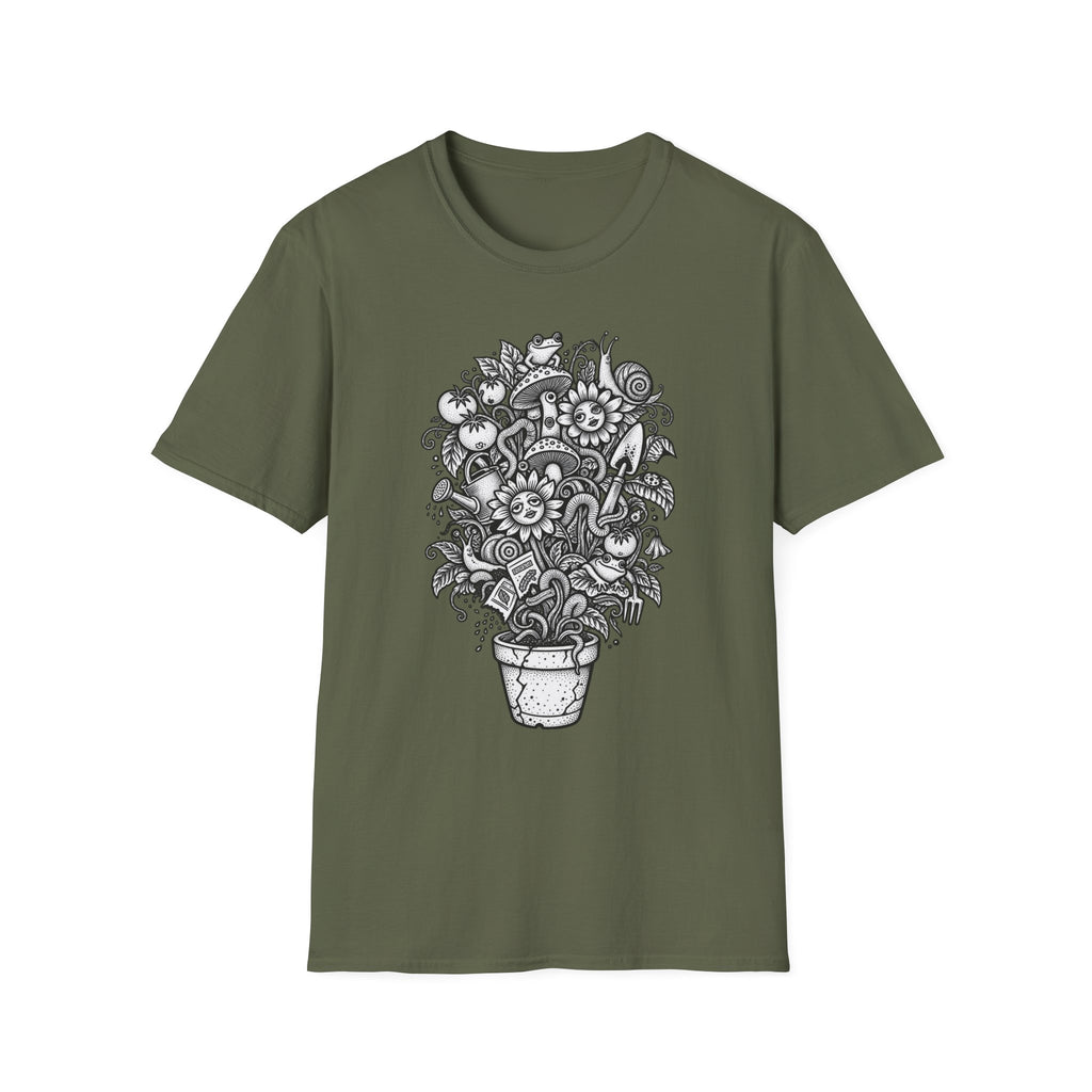 Floral Doodle Potted Plant T-Shirt
