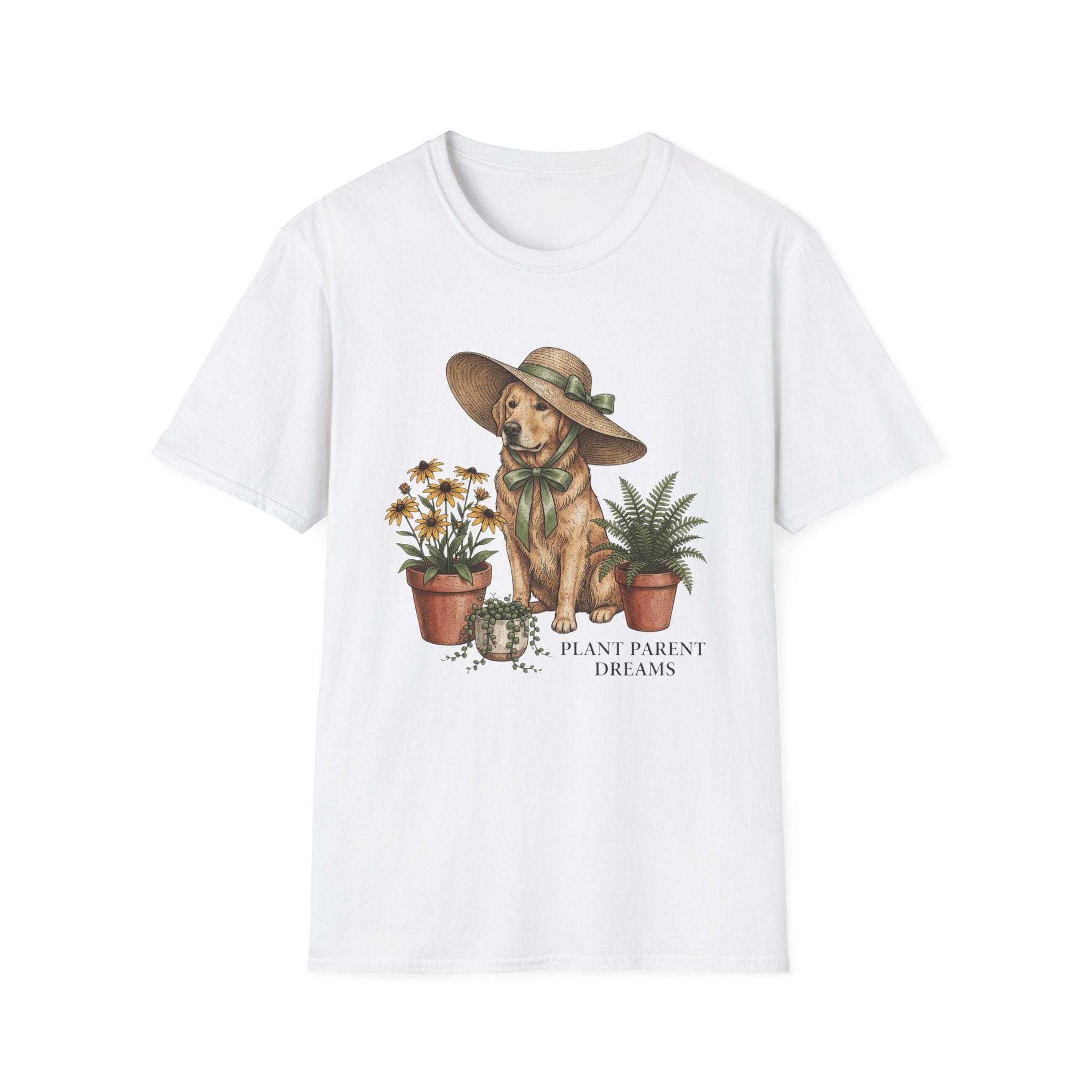 Golden Retriever with Plants Garden T-Shirt