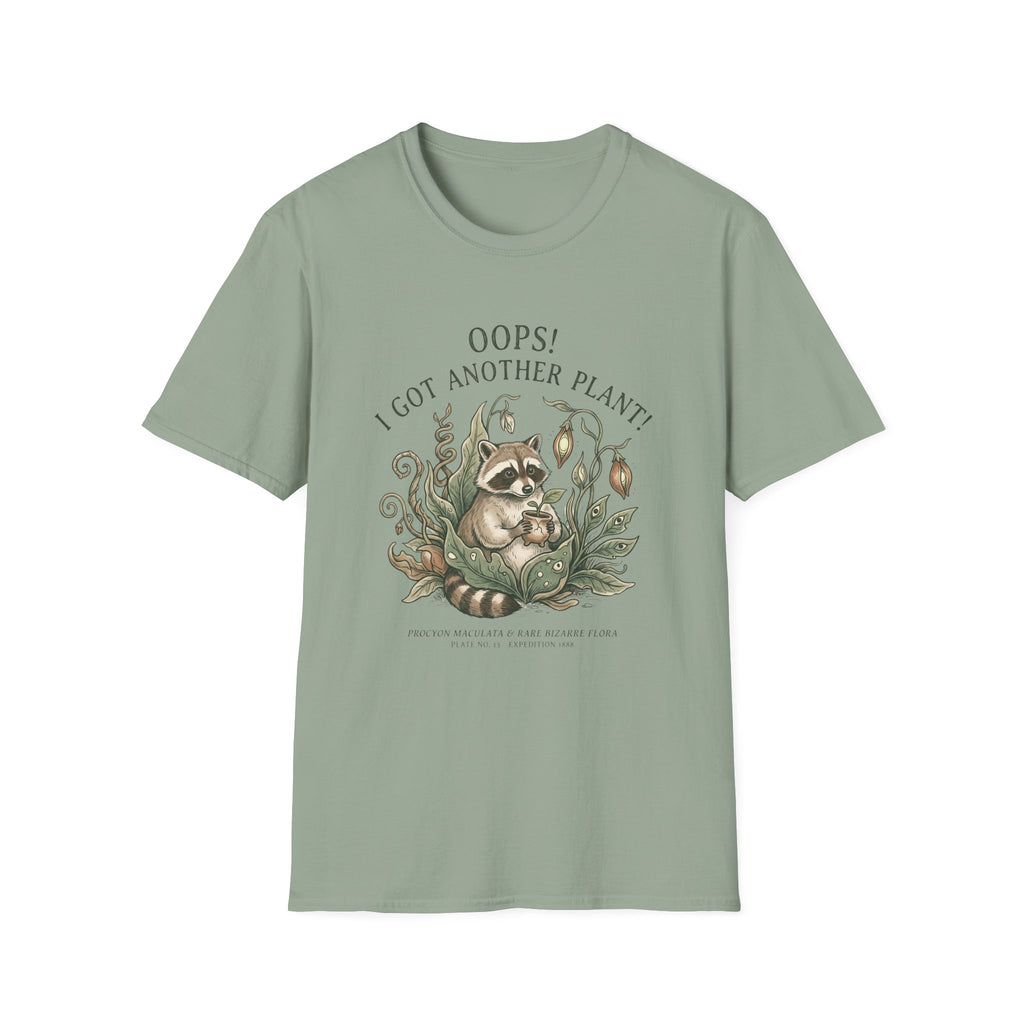 “Oops! I Got Another Plant” Raccoon Botanical Tee