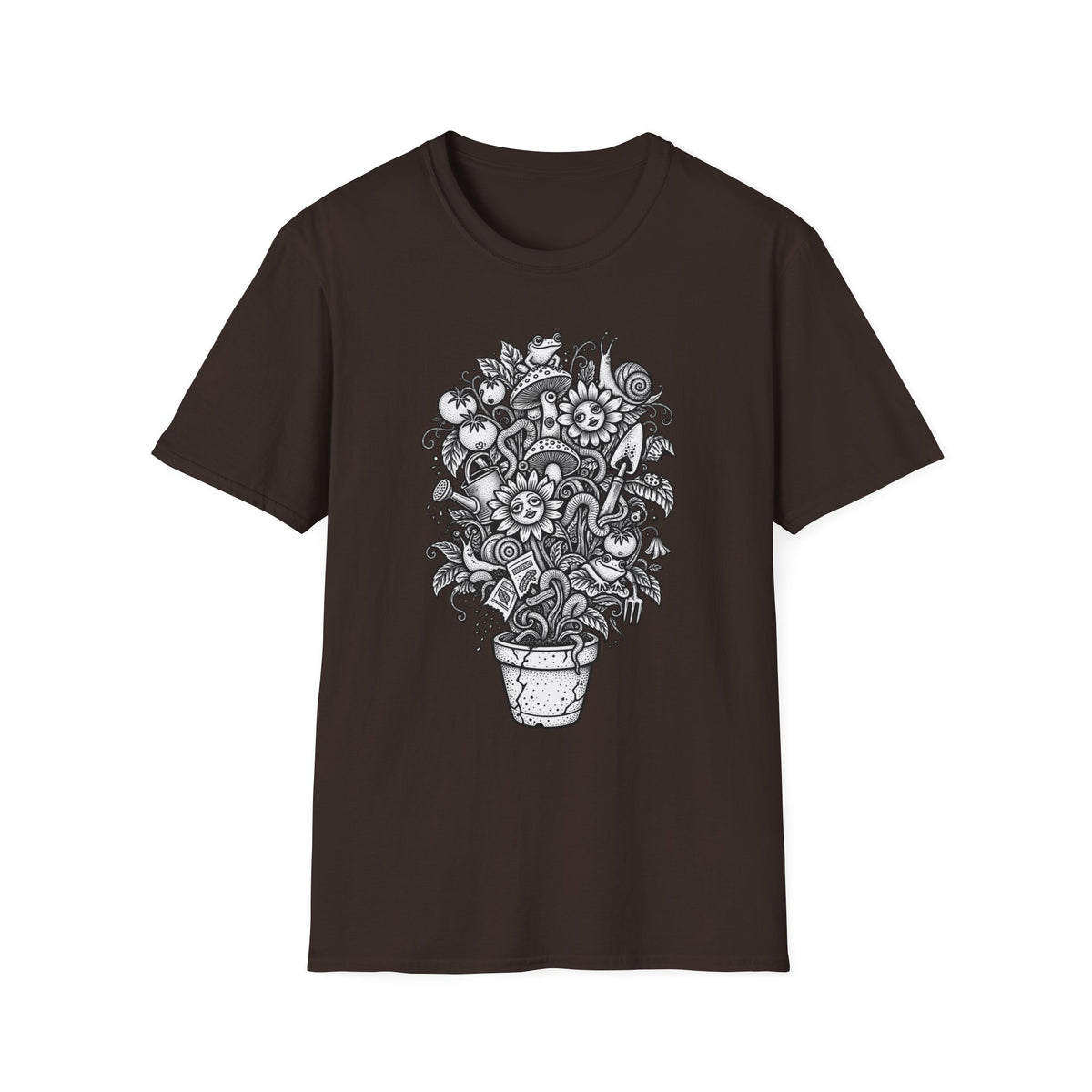Floral Doodle Potted Plant T-Shirt