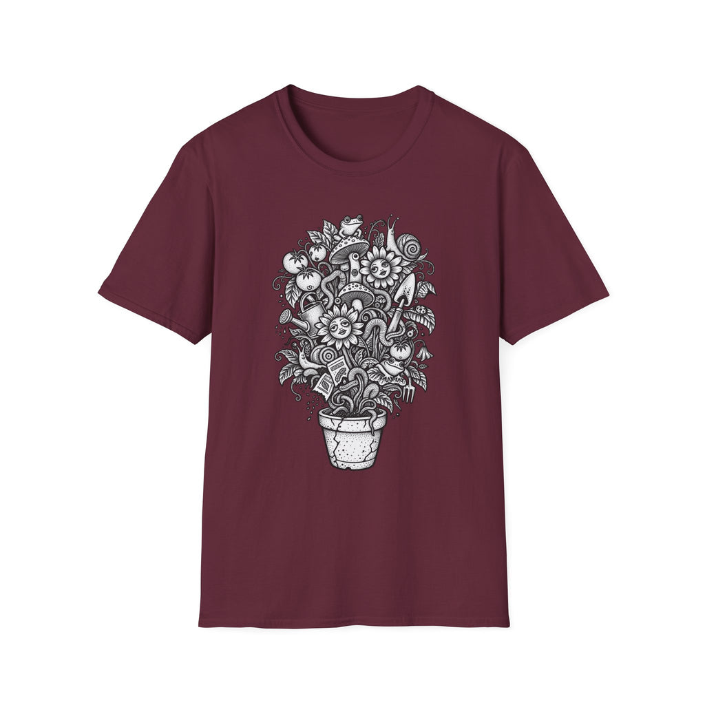 Floral Doodle Potted Plant T-Shirt