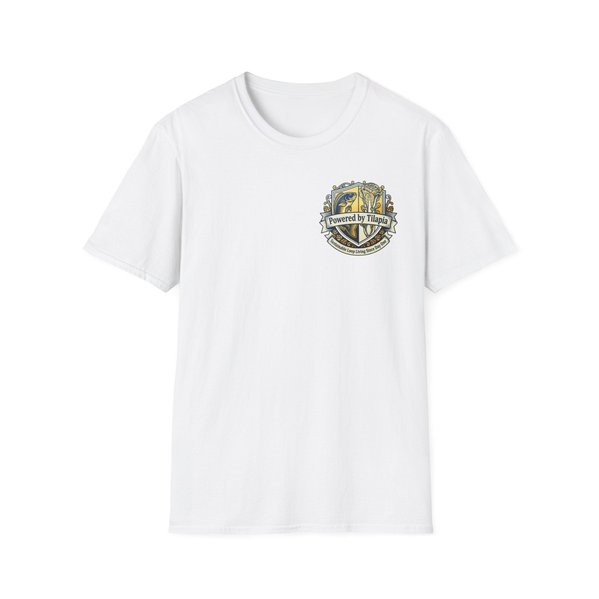 "Powered by Tilapia" Crest Graphic T-Shirt