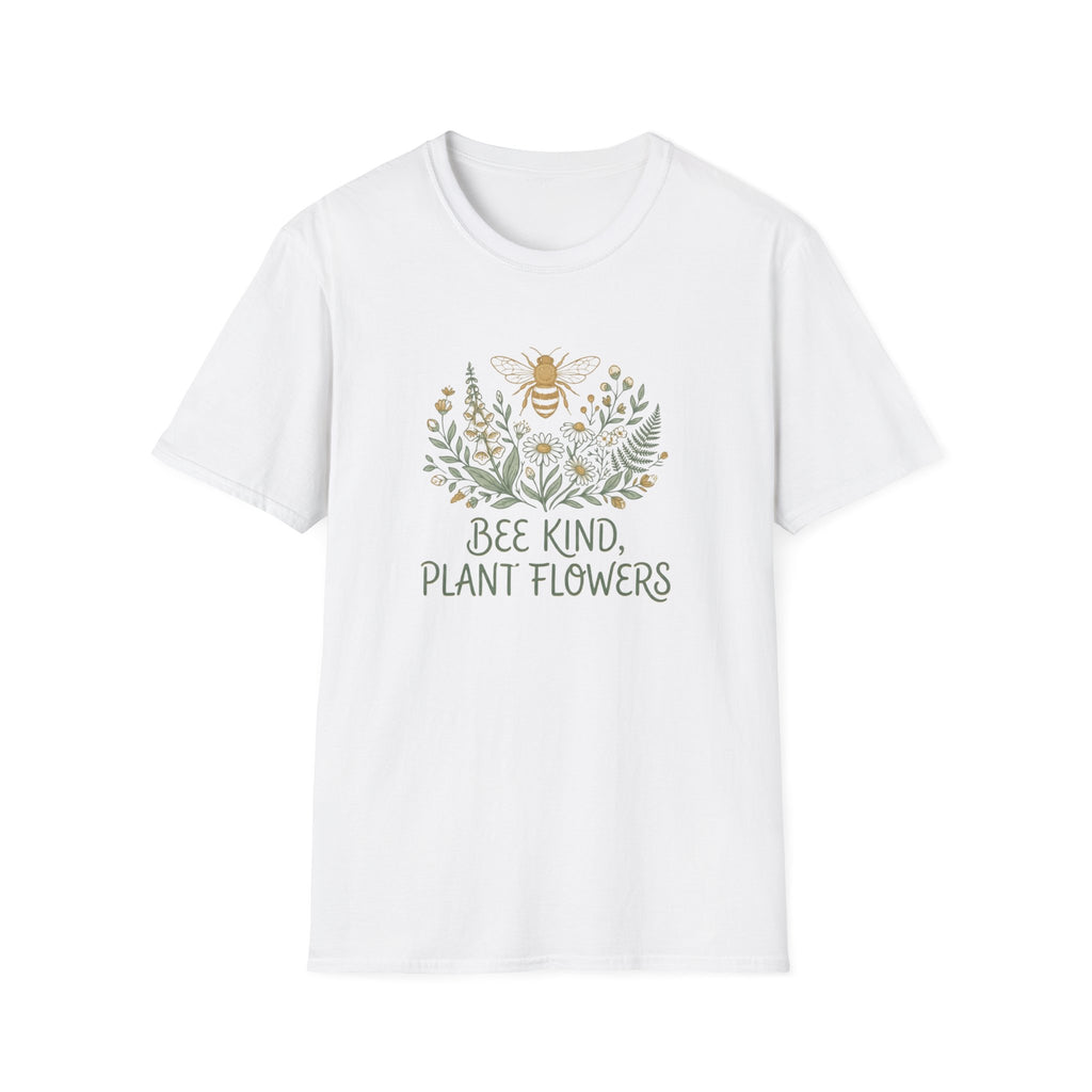 'Bee Kind, Plant Flowers' Floral Bee T-Shirt