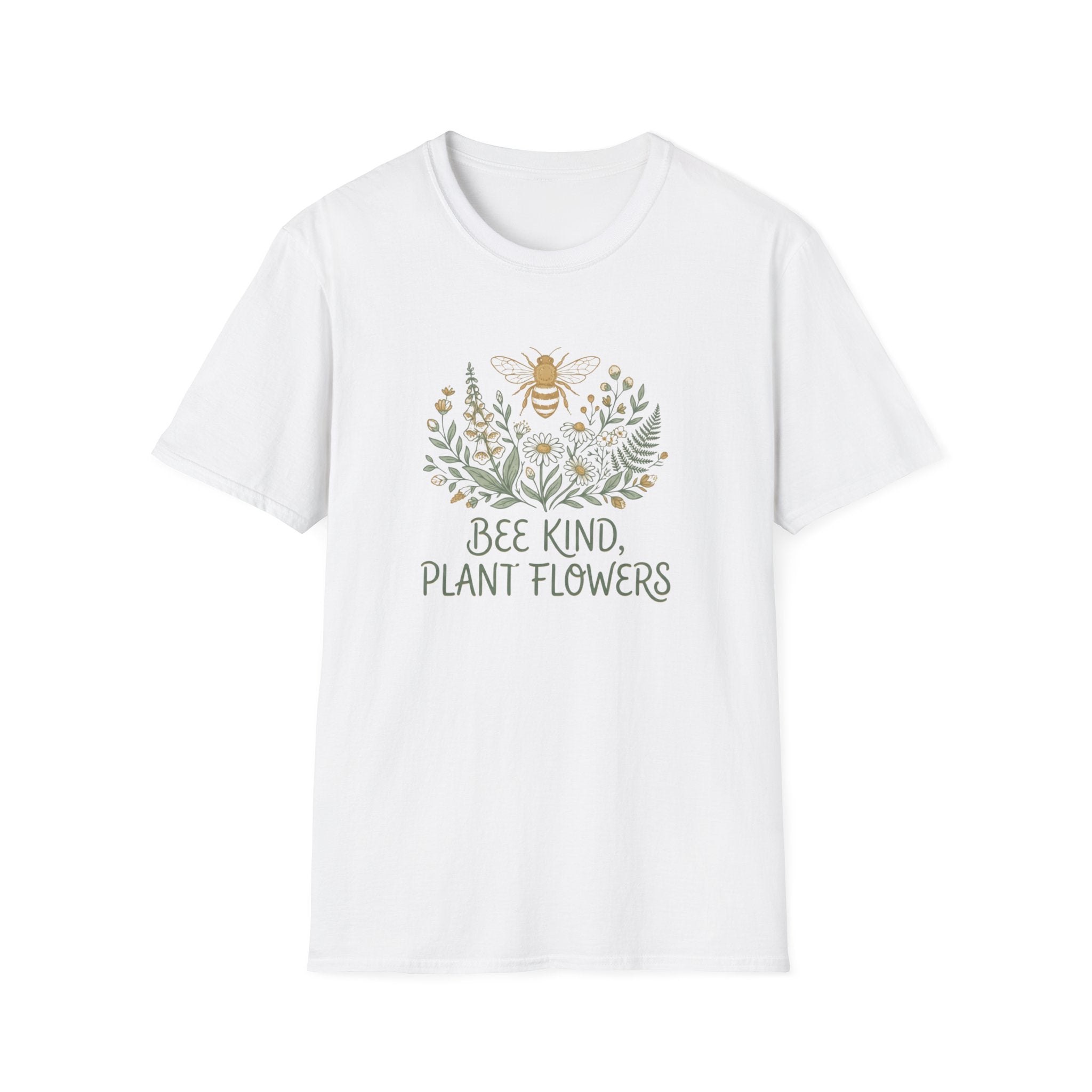 'Bee Kind, Plant Flowers' Floral Bee T-Shirt