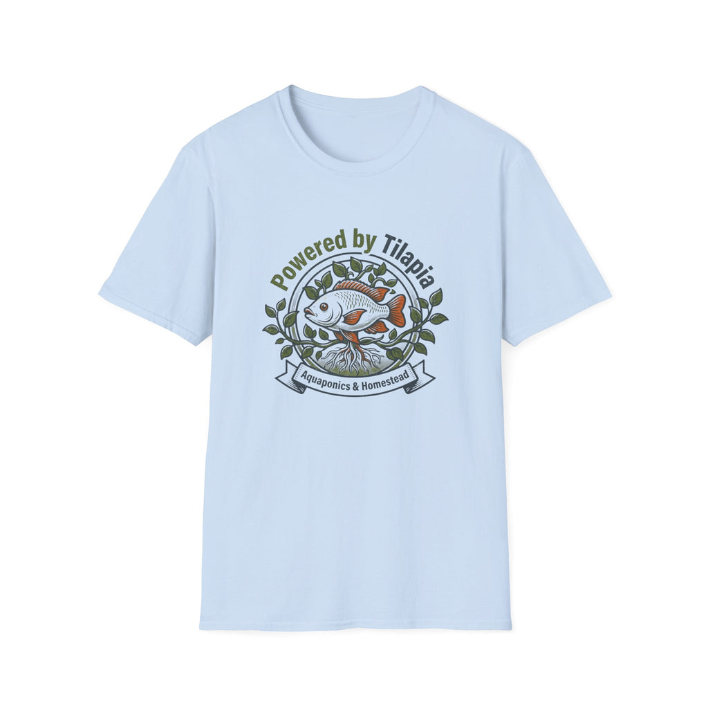 "Powered by Tilapia" Aquaponics T-Shirt