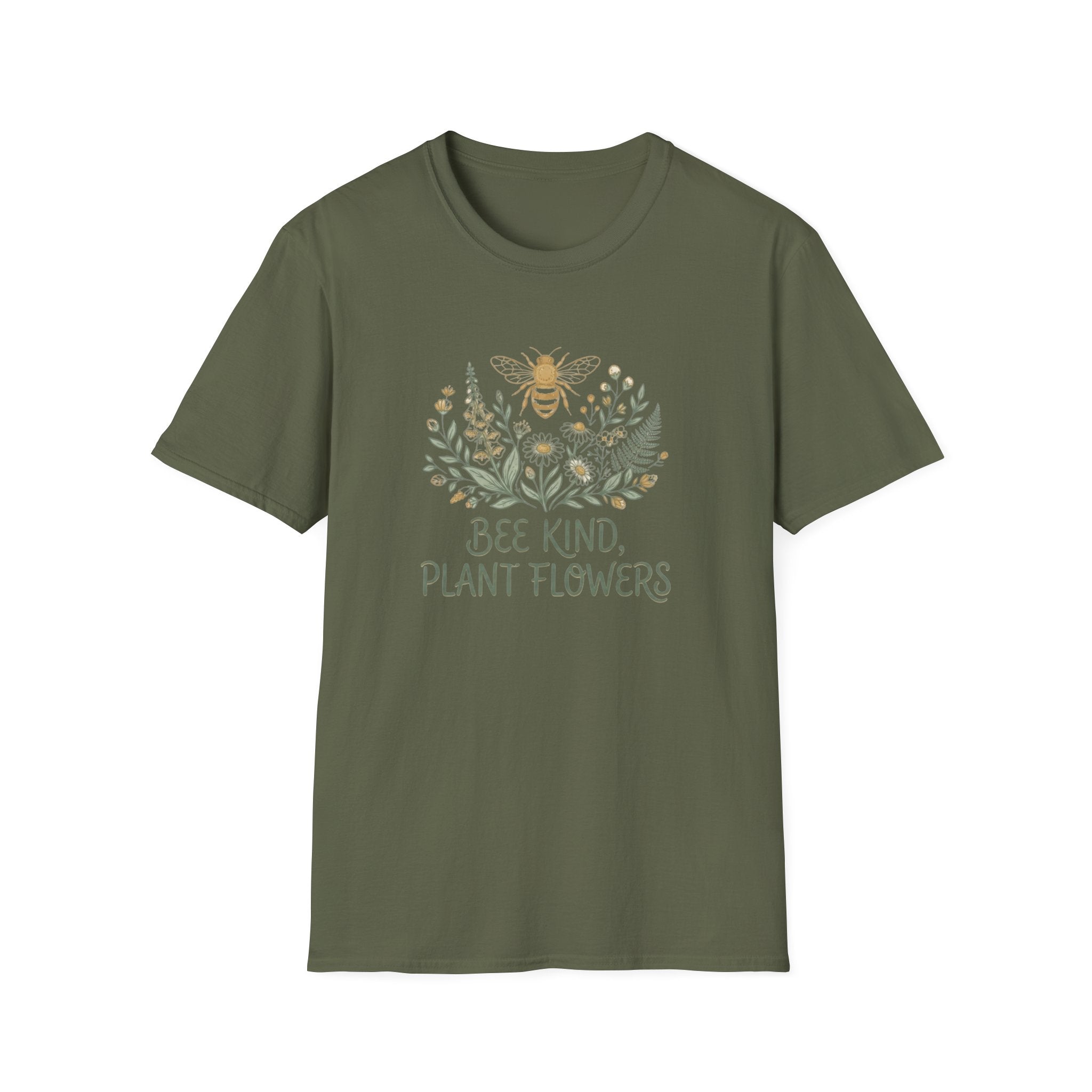 'Bee Kind, Plant Flowers' Floral Bee T-Shirt