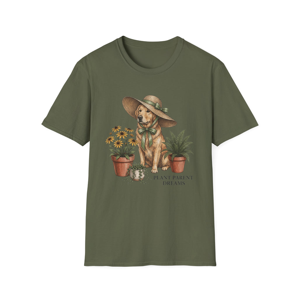 Golden Retriever with Plants Garden T-Shirt