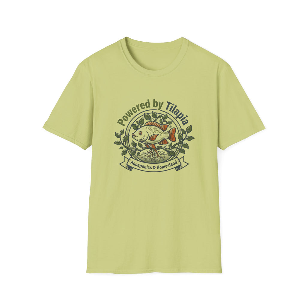"Powered by Tilapia" Aquaponics T-Shirt