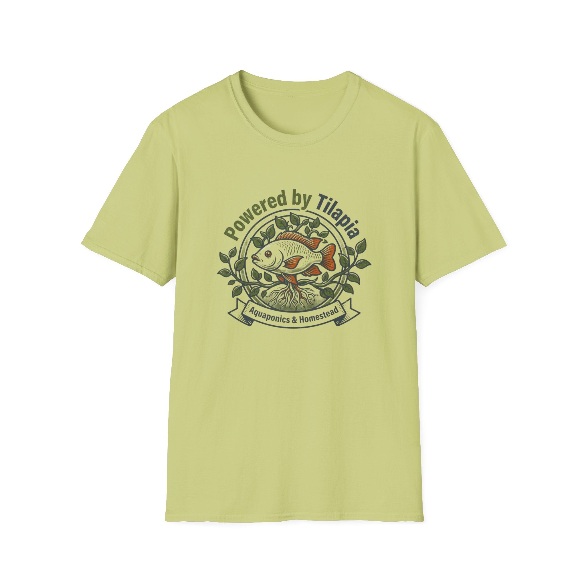 "Powered by Tilapia" Aquaponics T-Shirt