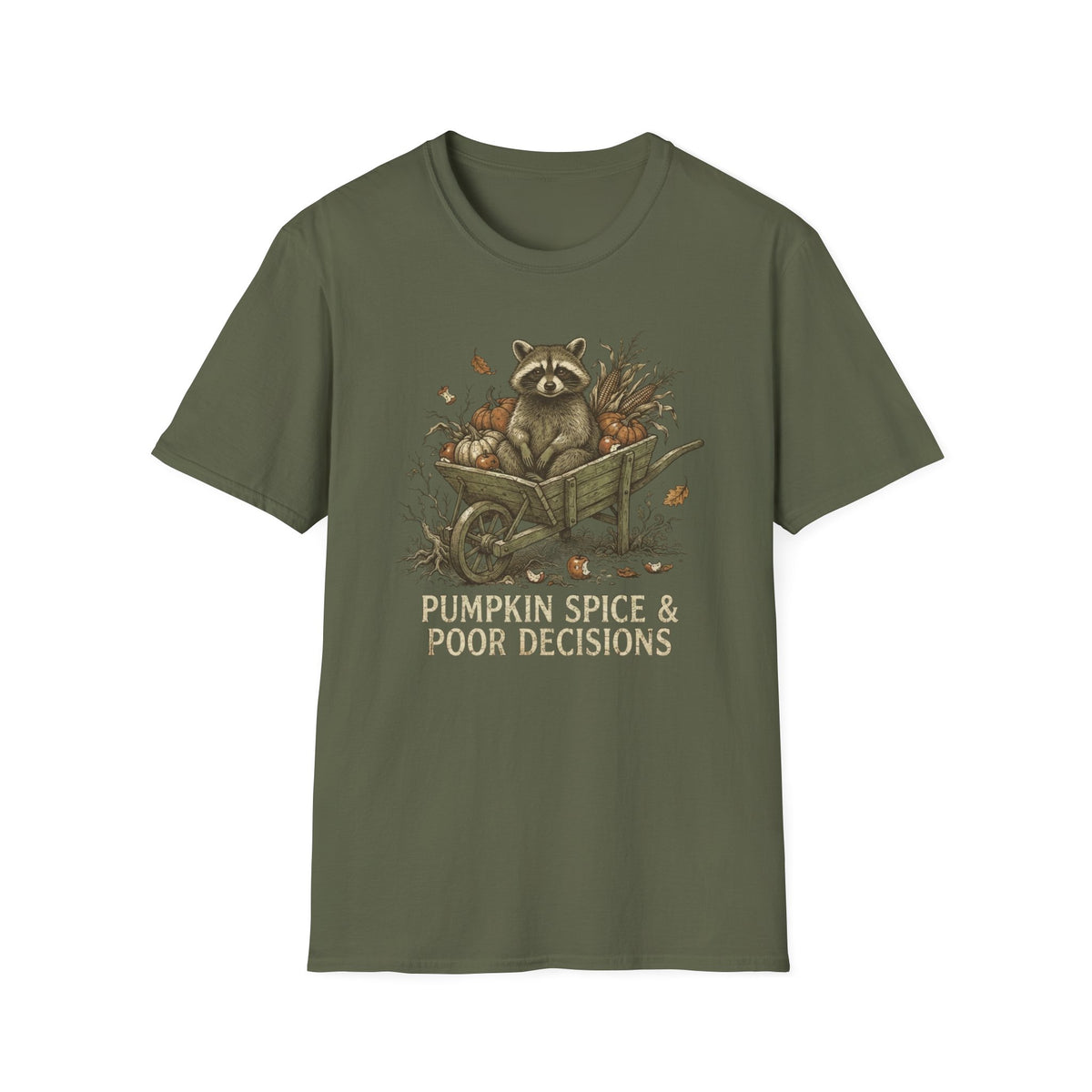 Raccoon Wheelbarrow Pumpkin T-Shirt