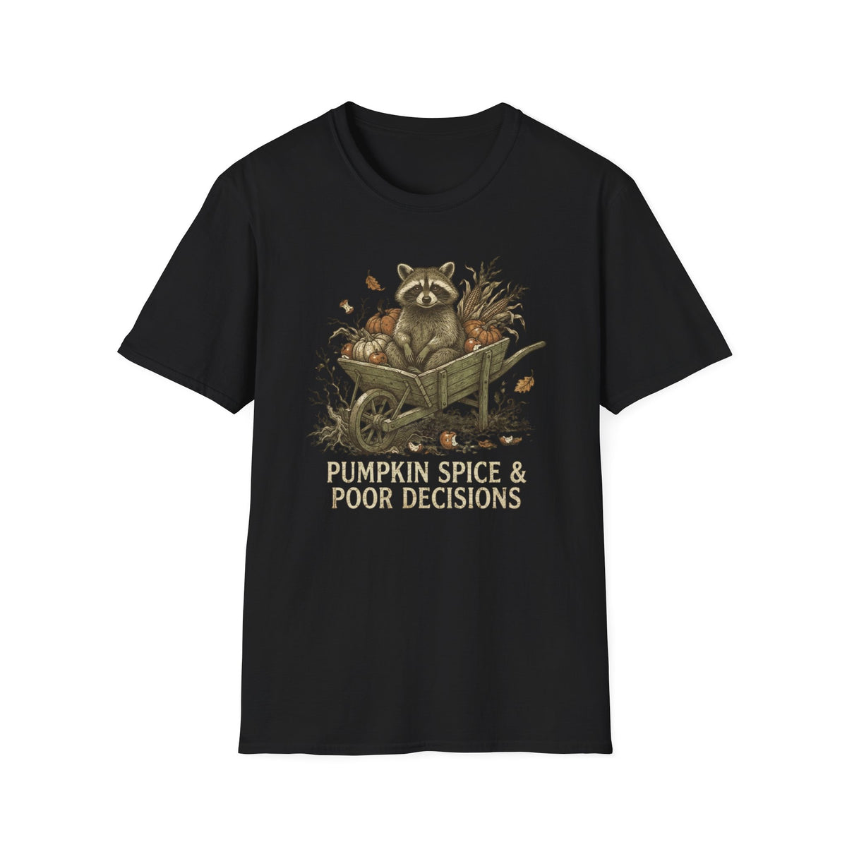 Raccoon Wheelbarrow Pumpkin T-Shirt