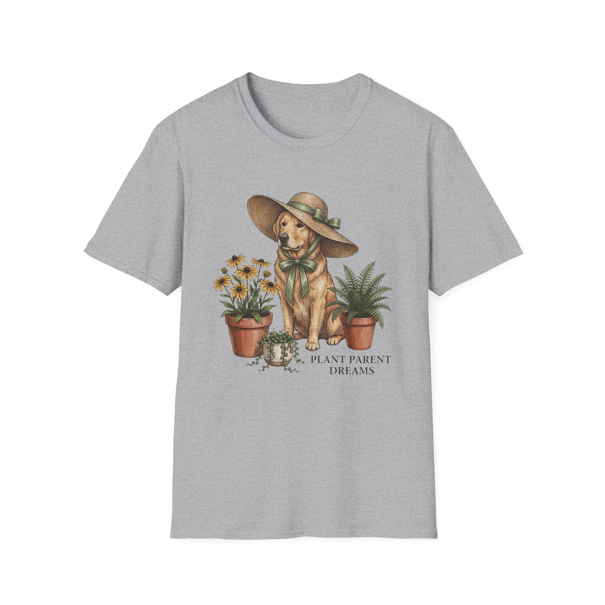 Golden Retriever with Plants Garden T-Shirt