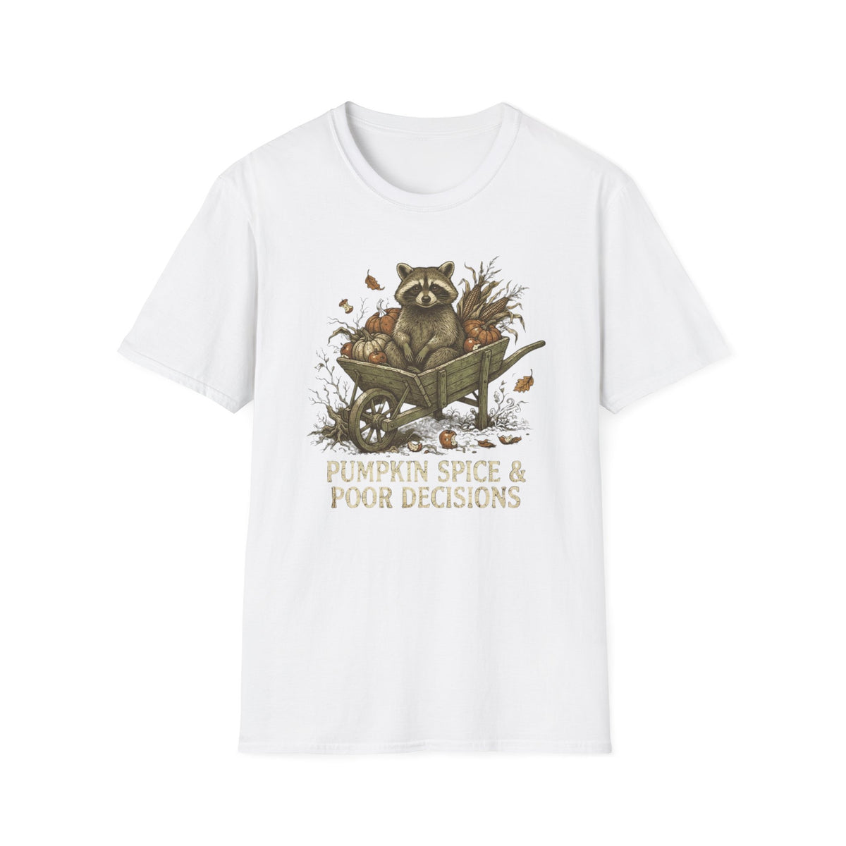 Raccoon Wheelbarrow Pumpkin T-Shirt
