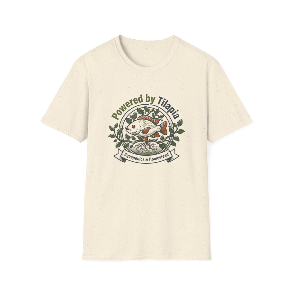 "Powered by Tilapia" Aquaponics T-Shirt
