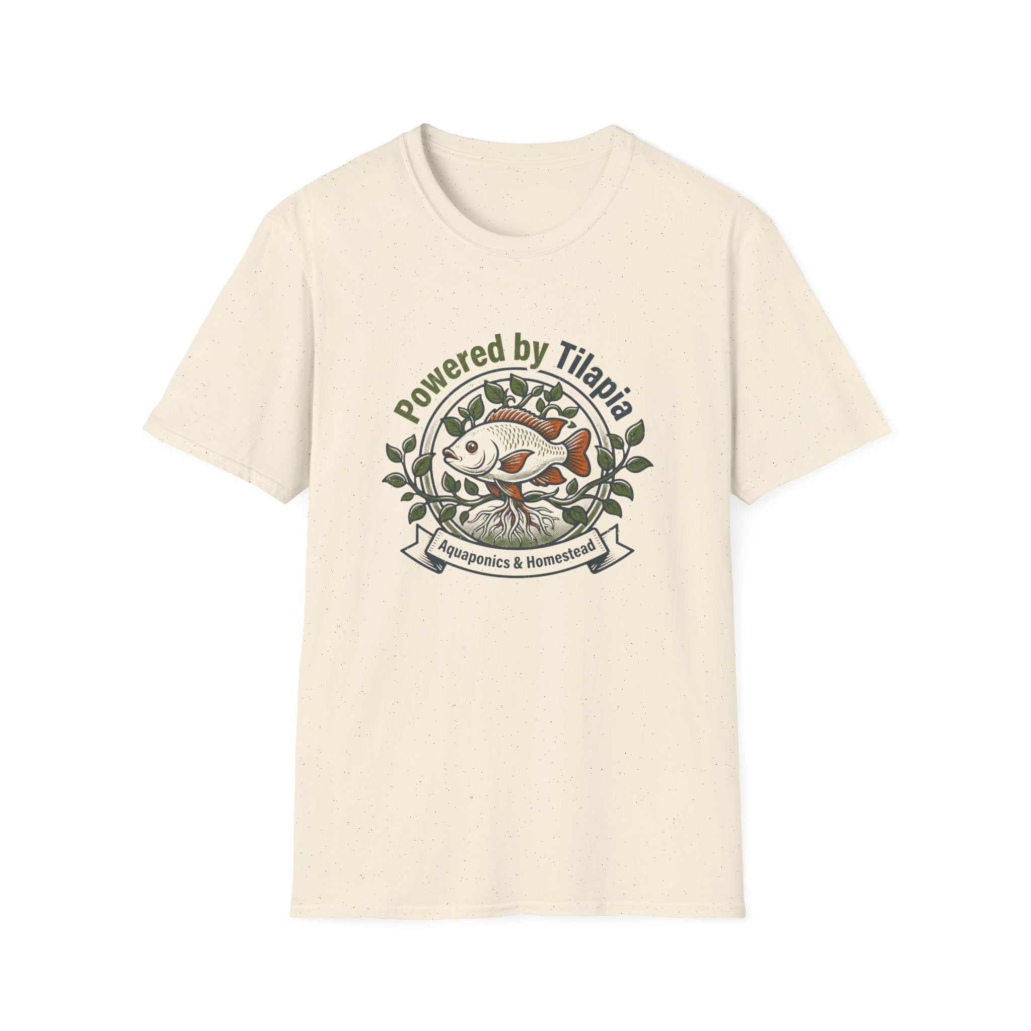 "Powered by Tilapia" Aquaponics T-Shirt