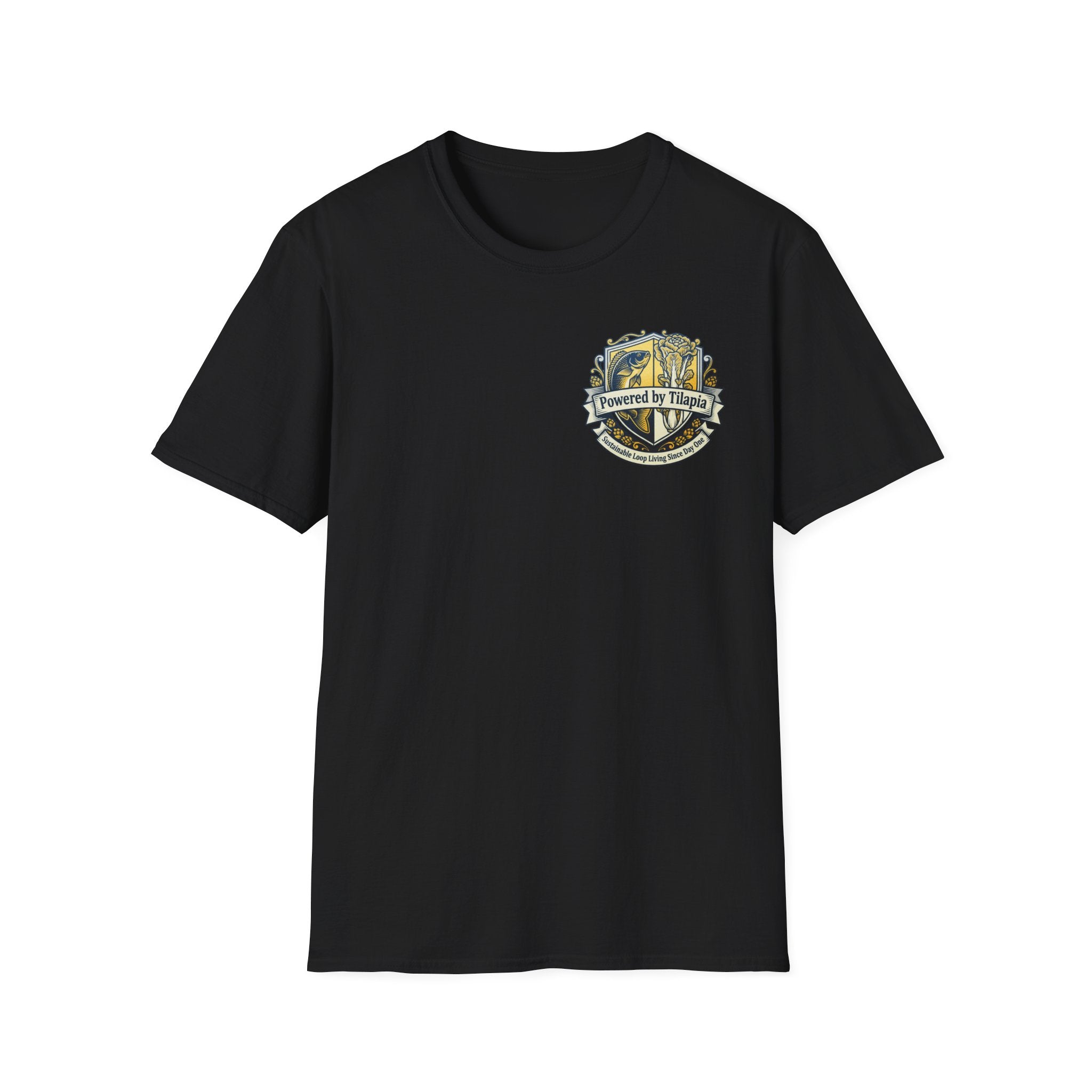 "Powered by Tilapia" Crest Graphic T-Shirt